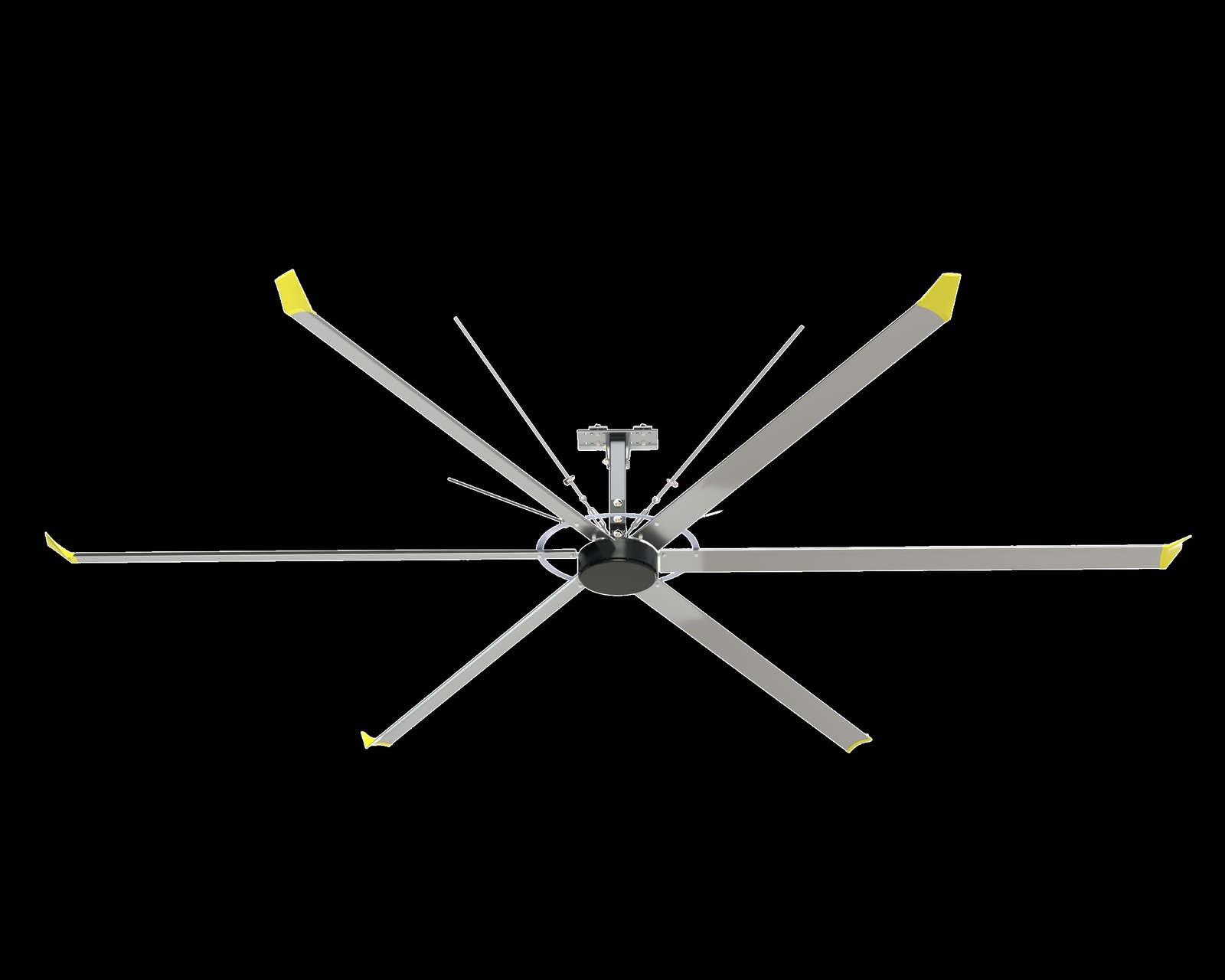 GALE Series fan studio render with yellow blade tips